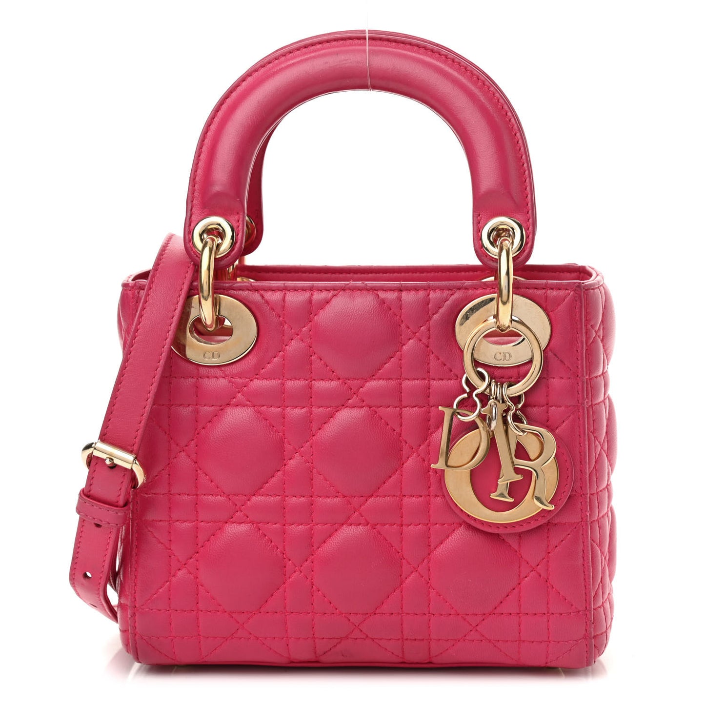 Lambskin Cannage Mini Lady Dior Fuchsia
