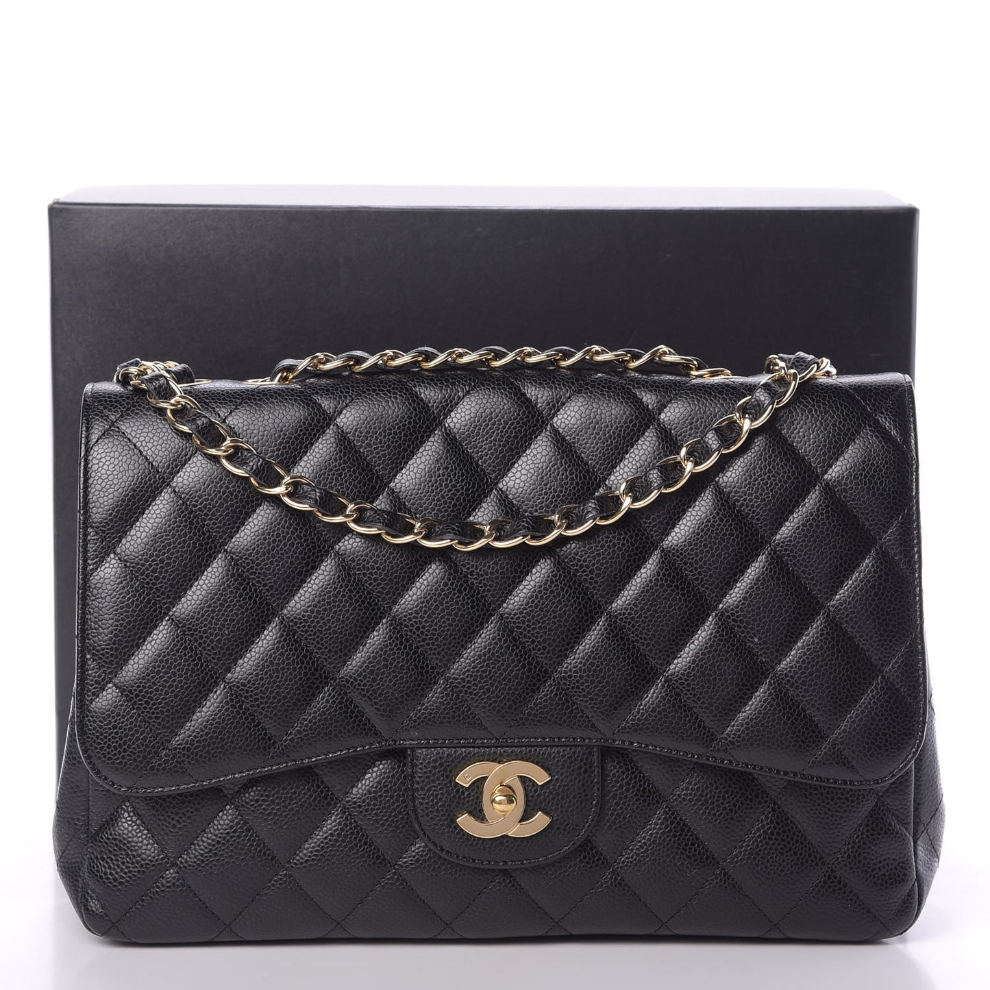 Caviar Quilted Jumbo Single Flap Black