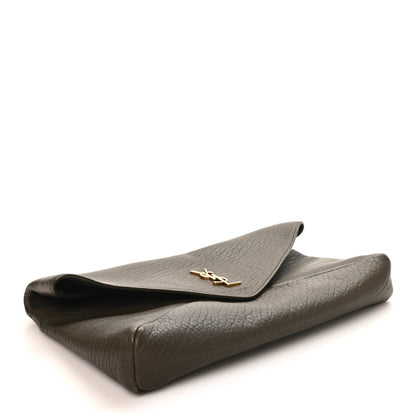 Saint Laurent Grained Lambskin Large Cassandre Envelope Pouch Light Musk 9 of 16