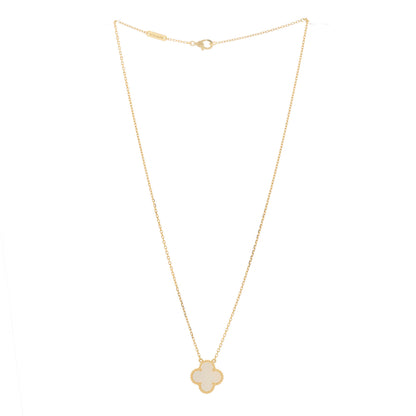 Van Cleef & Arpels 18K Yellow Gold Mother of Pearl Vintage Alhambra Pendant Necklace 3 of 7