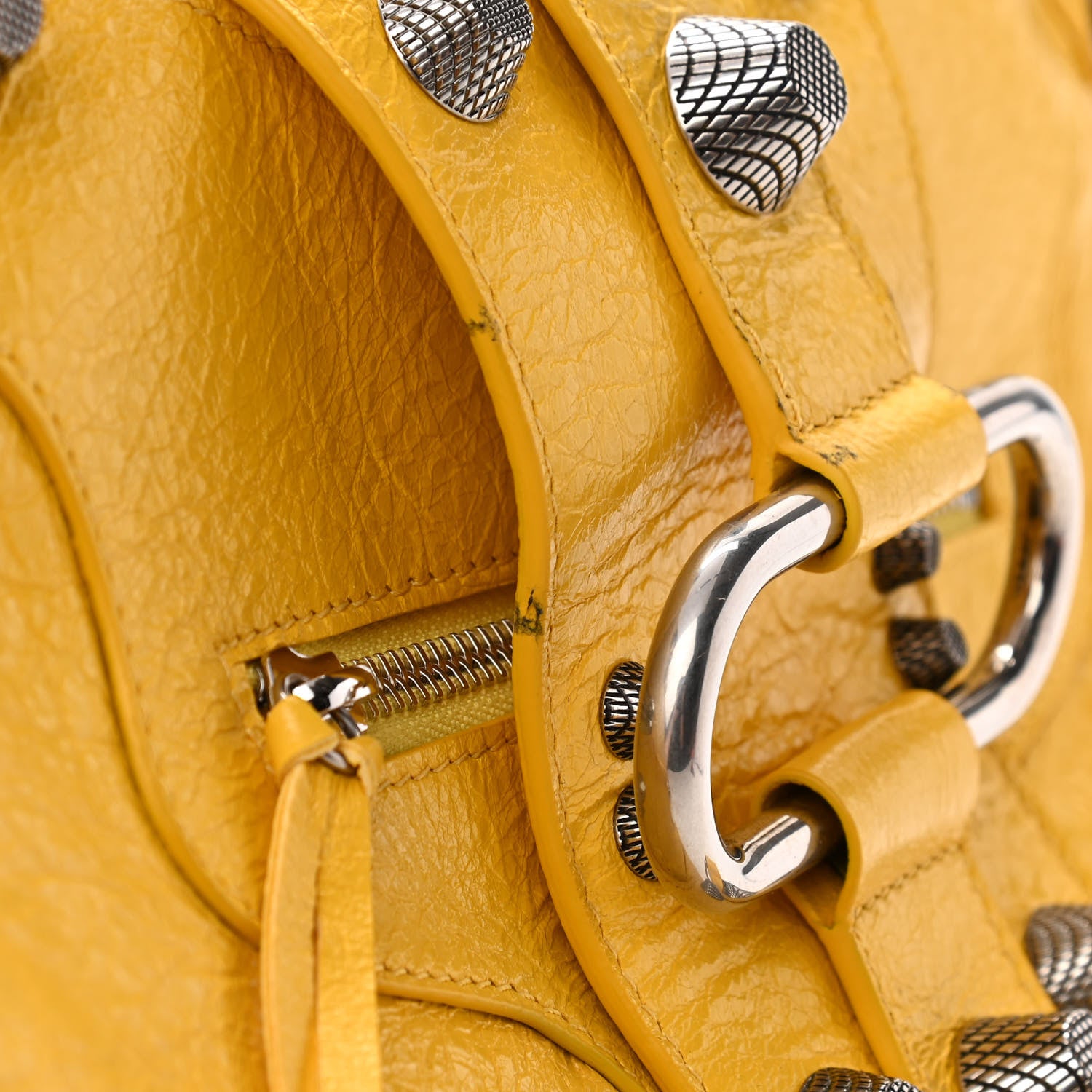 Balenciaga Agneau Arena Large Le Cagole Shoulder Bag Yellow 13 of 15
