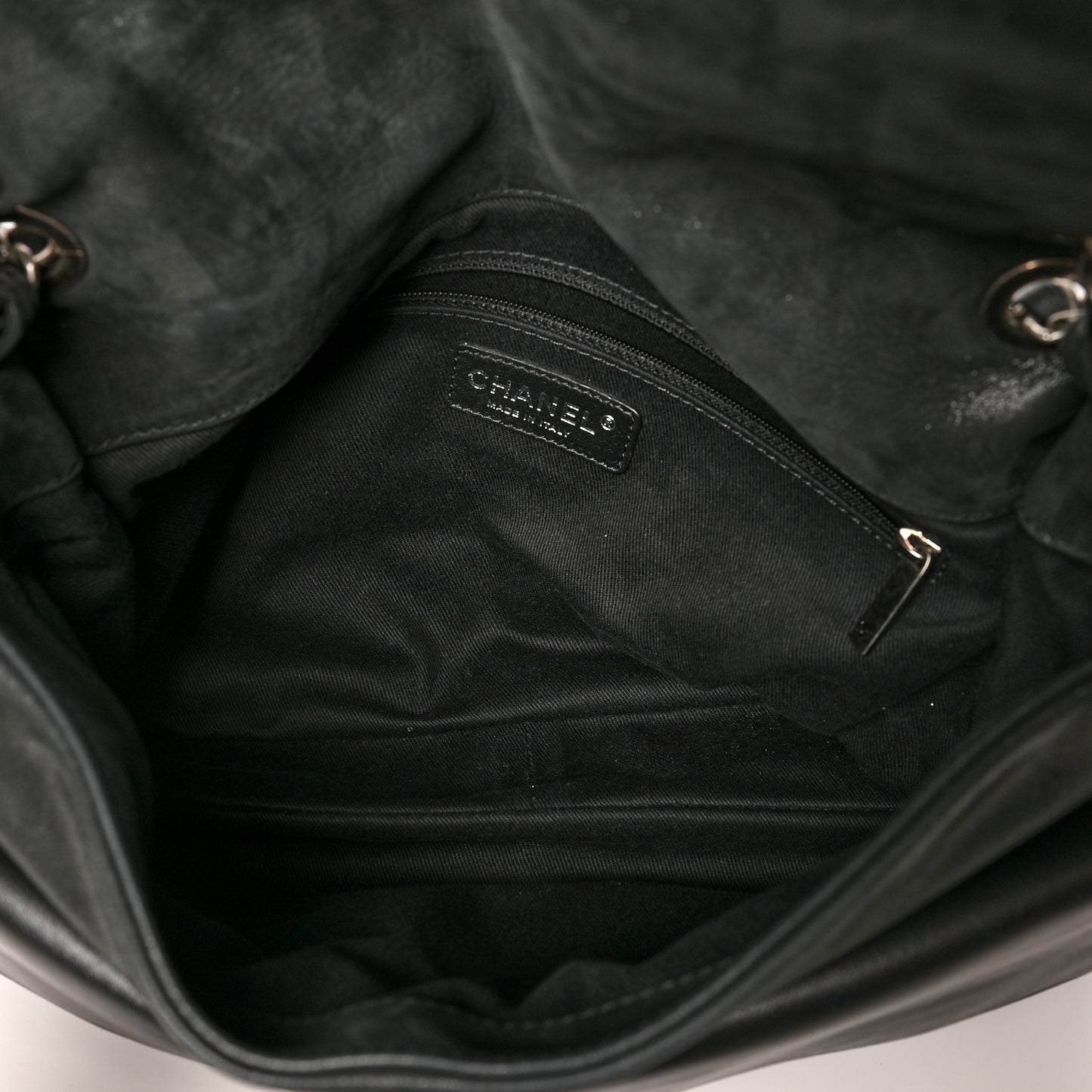 Iridescent Calfskin Jumbo In the Mix Double Flap Black