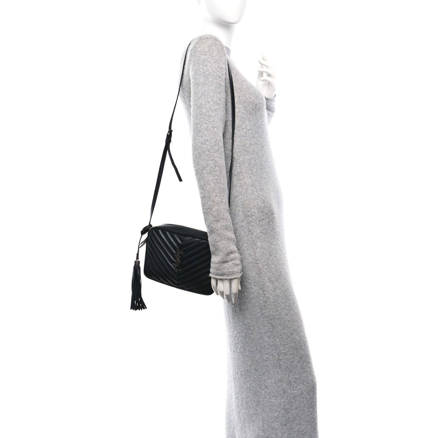 Saint Laurent Calfskin Matelasse Monogram Lou Camera Bag Black 2 of 11