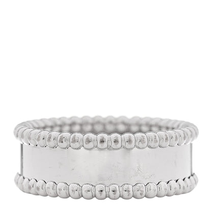 Van Cleef & Arpels 18K White Gold Perlee Signature Ring 58 8.25 3 of 9