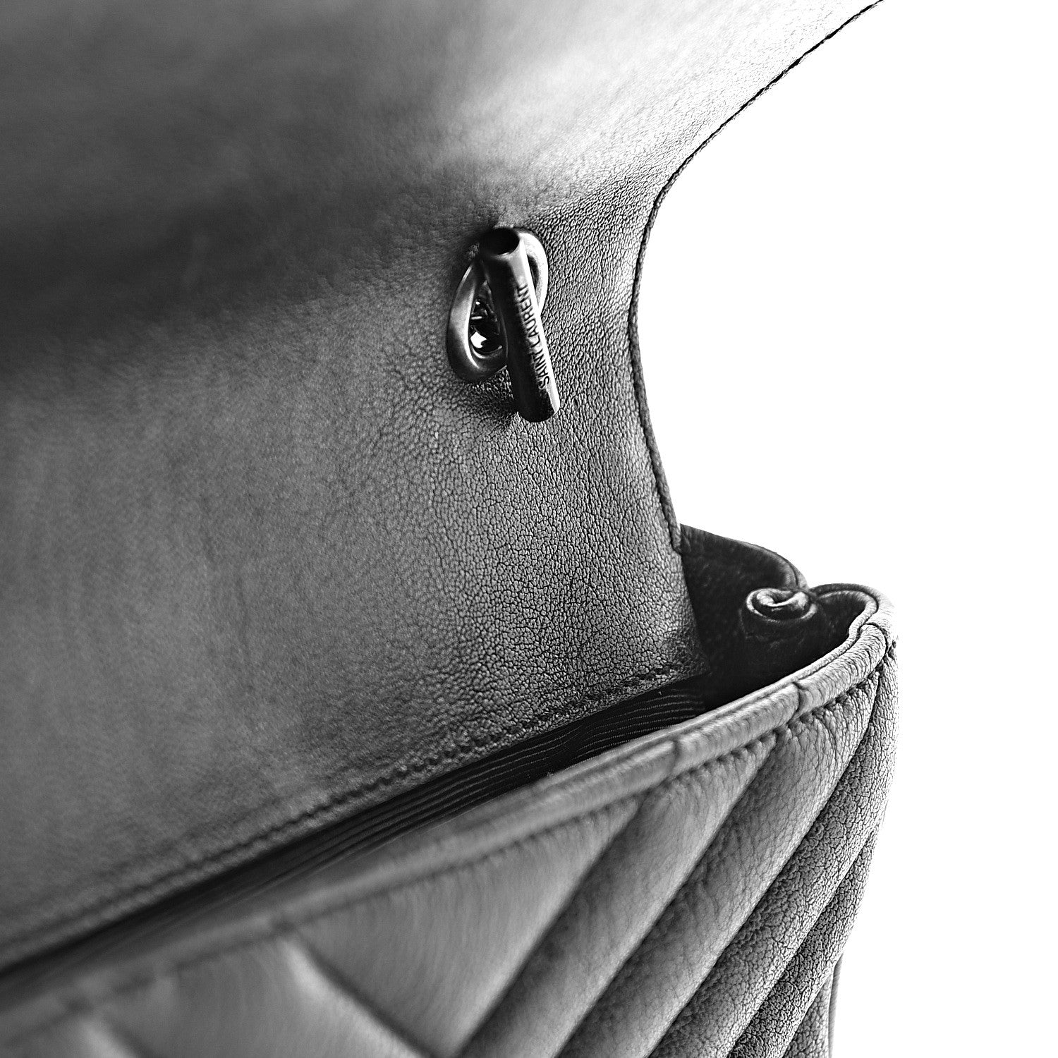 Saint Laurent Sheepskin Matelasse Chevron Monogram Classic Baby Chain Bag Black 9 of 16