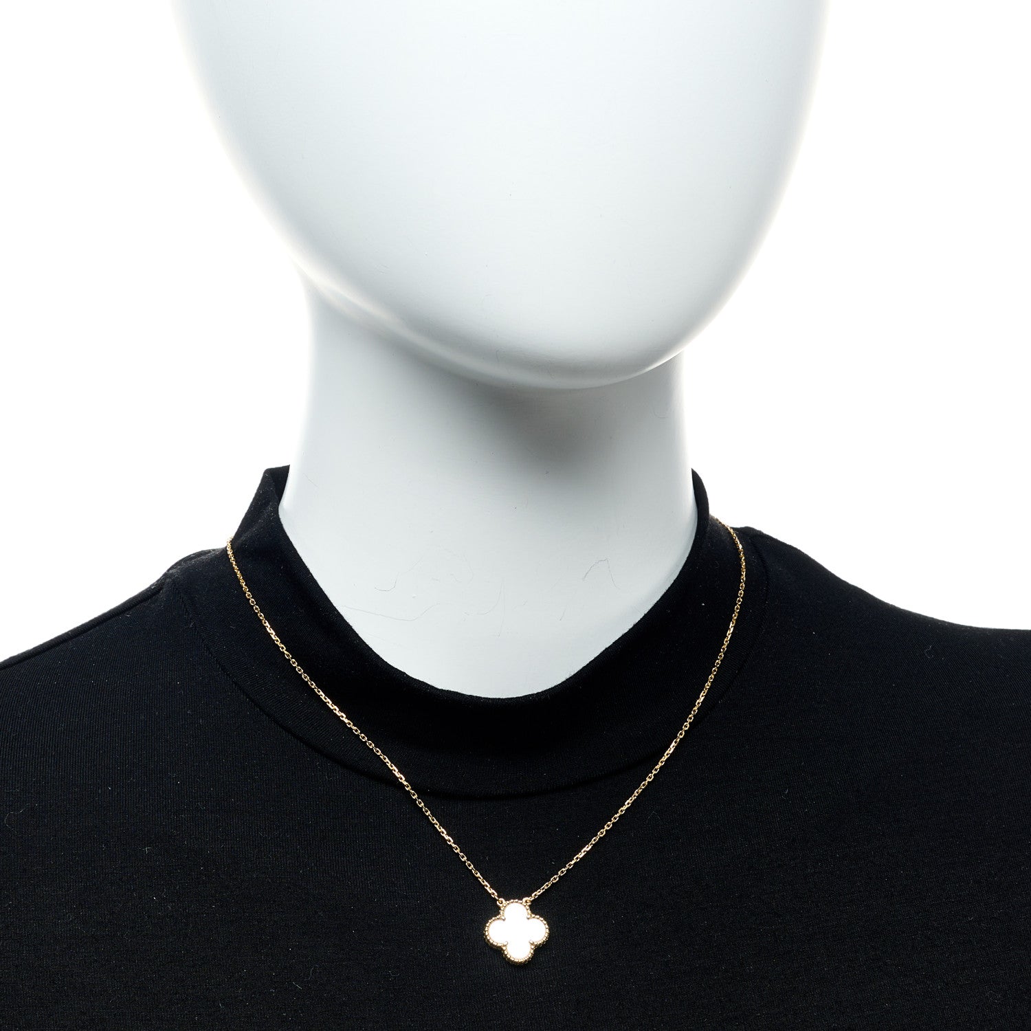 Van Cleef & Arpels 18K Yellow Gold Mother of Pearl Vintage Alhambra Pendant Necklace 2 of 7