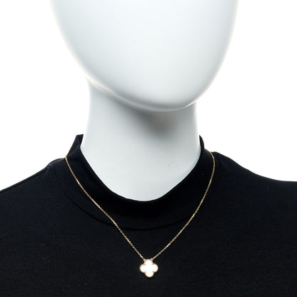 Van Cleef & Arpels 18K Yellow Gold Mother of Pearl Vintage Alhambra Pendant Necklace 2 of 7
