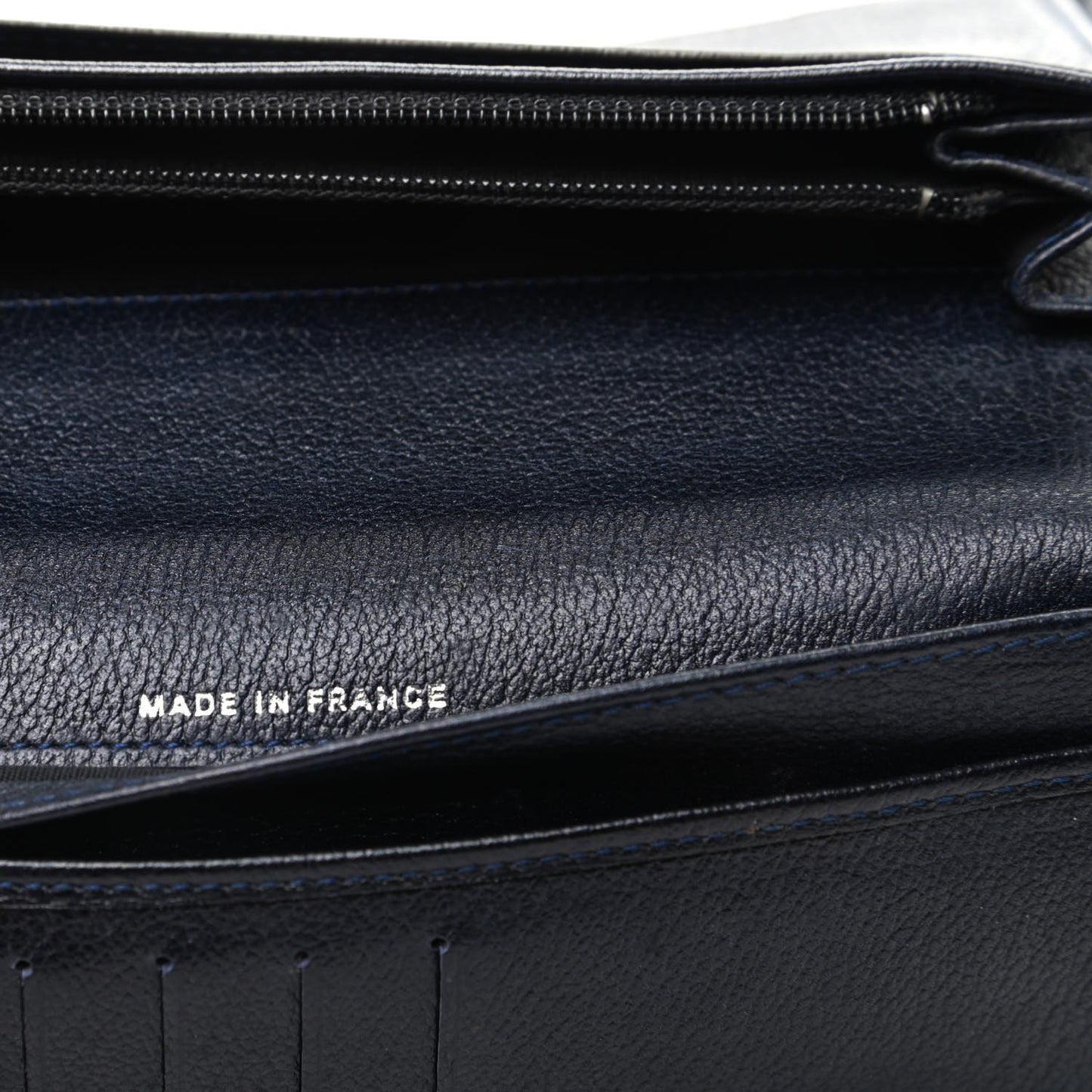 Goatskin Camellia Embossed Yen Wallet Black