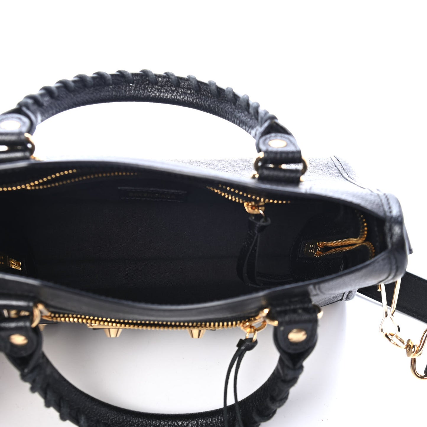 Chevre Gold Metallic Edge Hardware Mini City Black