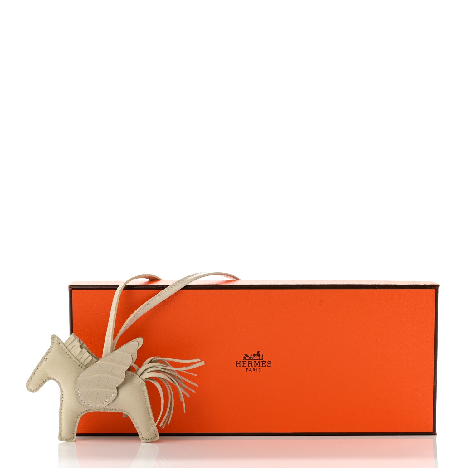 Hermes Milo Lambskin Matte Alligator Touch Grigri Rodeo Pegase Horse Bag Charm PM Craie Nata Beton 5 of 5
