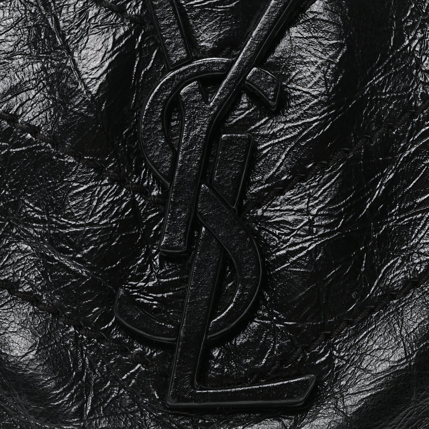 Saint Laurent Crinkled Calfskin Matelasse Monogram Medium Niki Chain Satchel Black 7 of 9