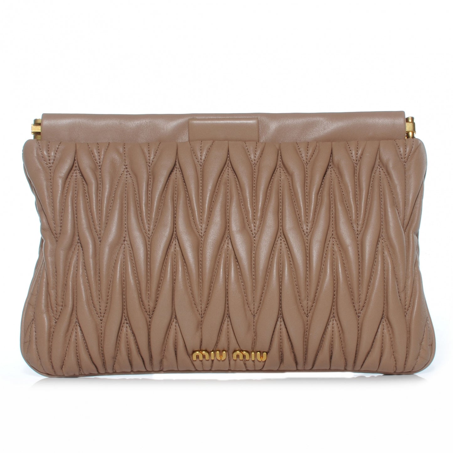 Leather Matelasse Clutch Cammeo