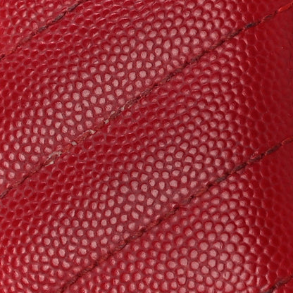 Saint Laurent Grain De Poudre Matelasse Chevron Monogram Credit Card Case New Red 17 of 18