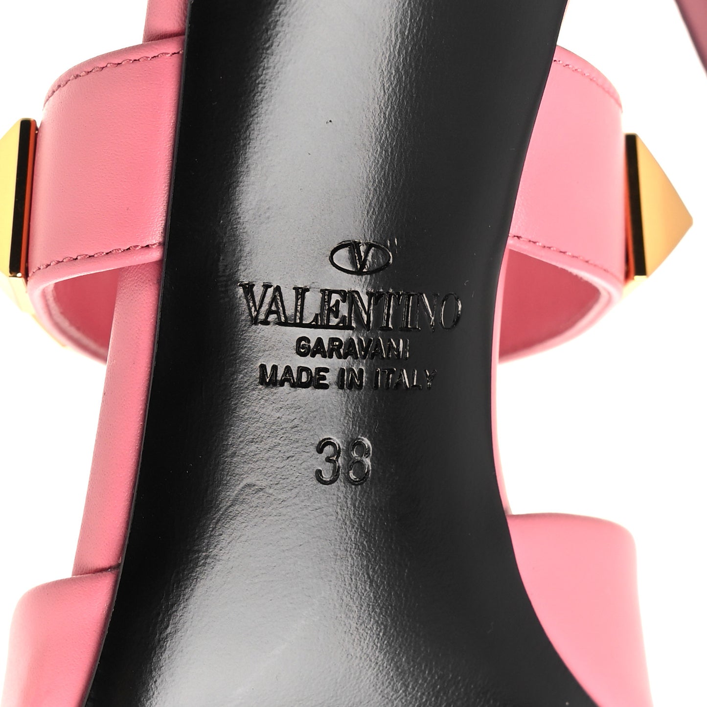 Calfskin Roman Stud Ankle Strap 80mm Pumps 38 Flamingo Pink