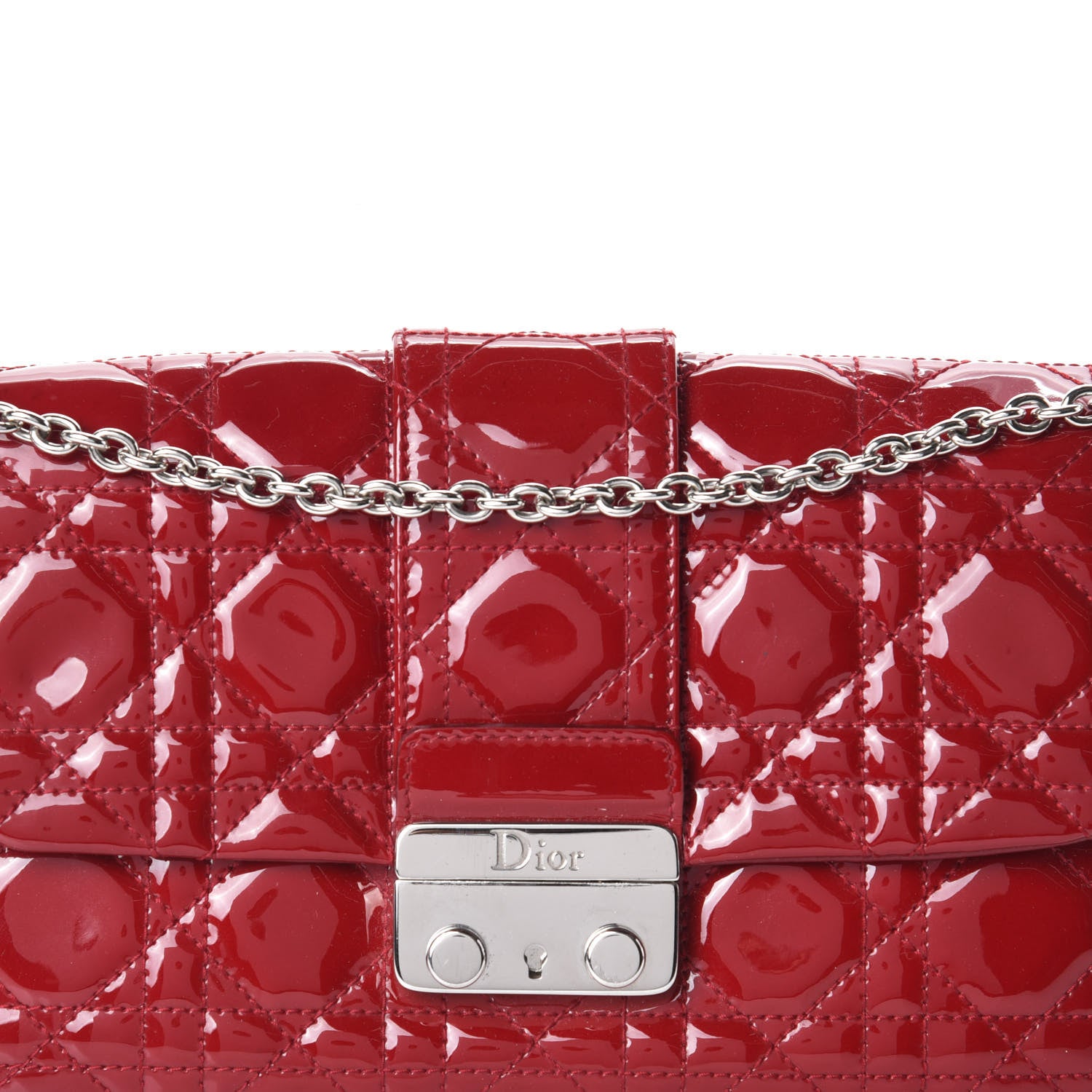 Christian Dior Patent Cannage New Lock Pouch Red 7 of 9
