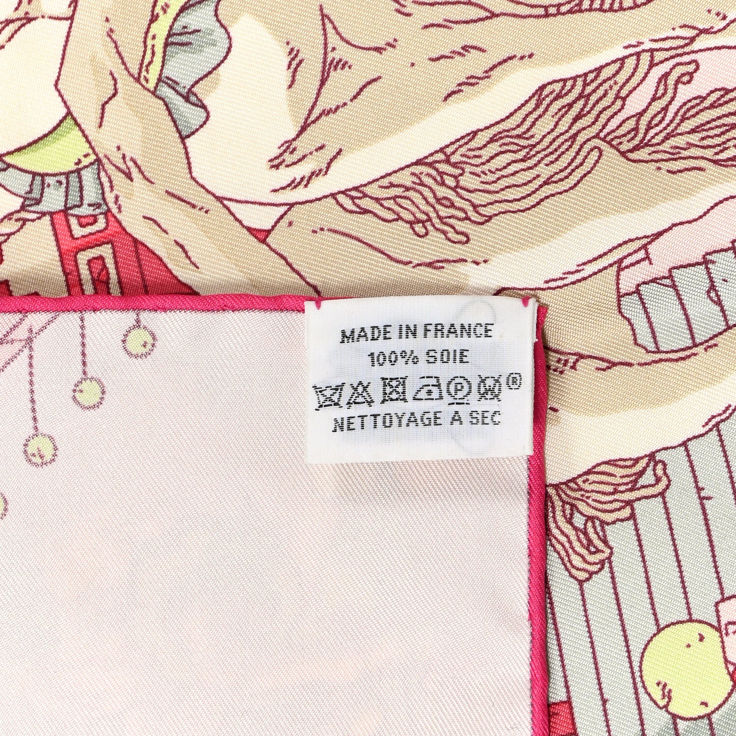 Hermes Silk La Legende Du Cheval A Plumes Scarf 90 Rose Pale Jaune Vif Turquoise 4 of 4