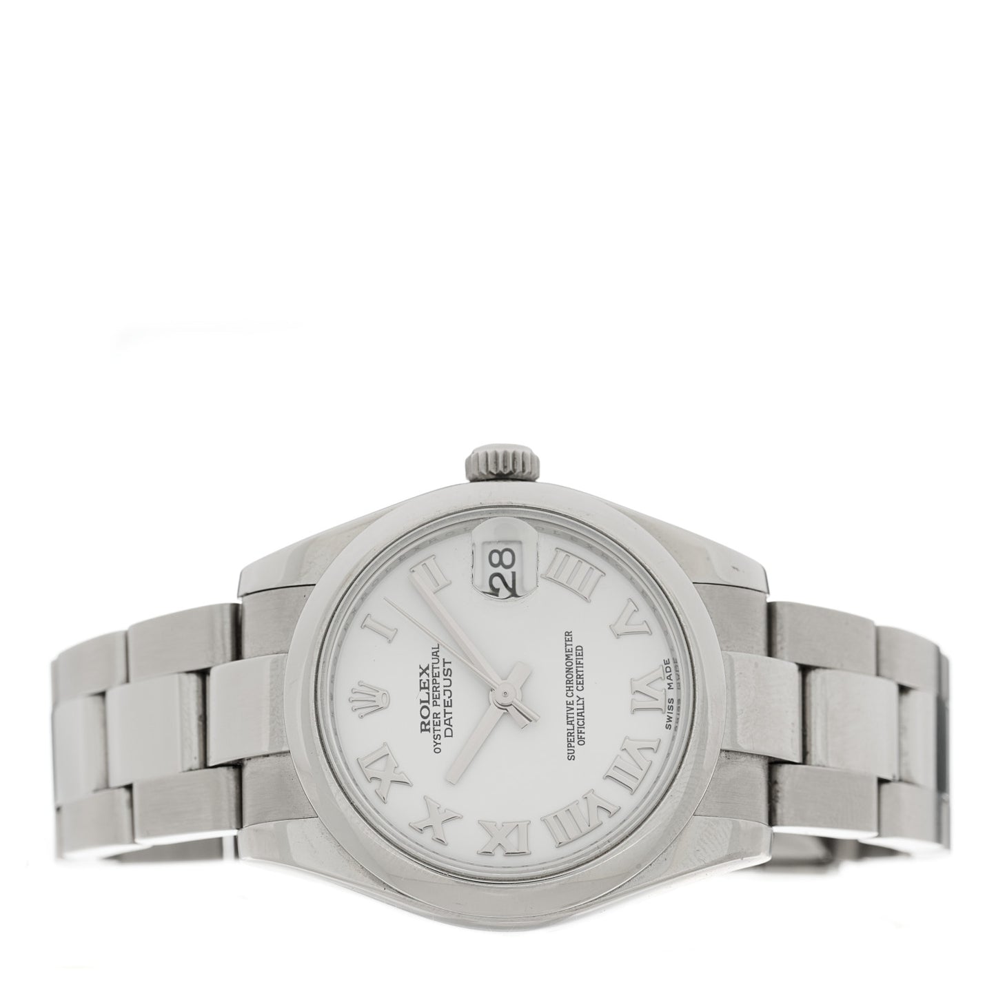 Stainless Steel 31mm Oyster Perpetual Datejust Watch White Roman 178240