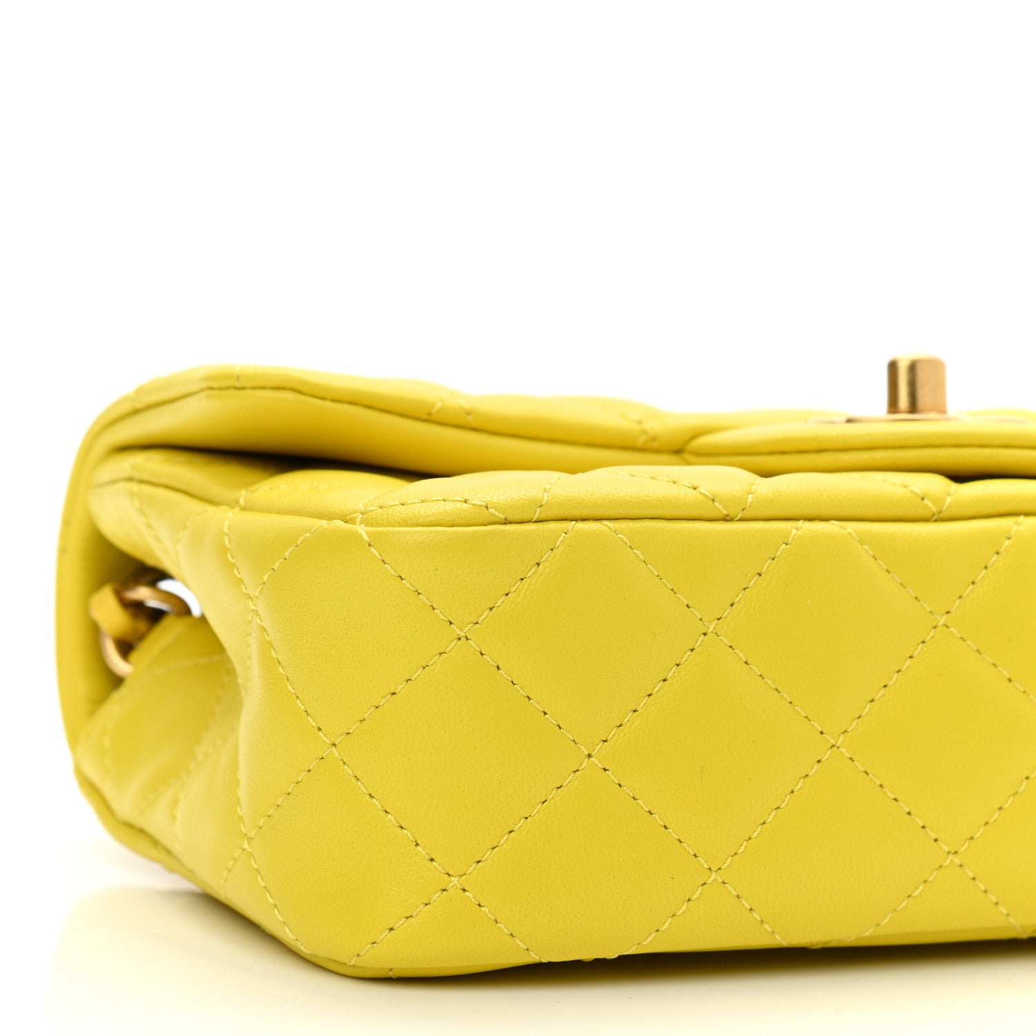 Chanel Lambskin Quilted Mini Rectangular Pearl Crush Flap Yellow 8 of 9