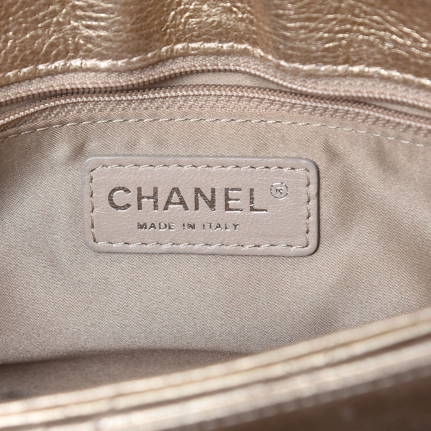 Metallic Calfskin Quilted Flap Clutch With Chain Light Gold