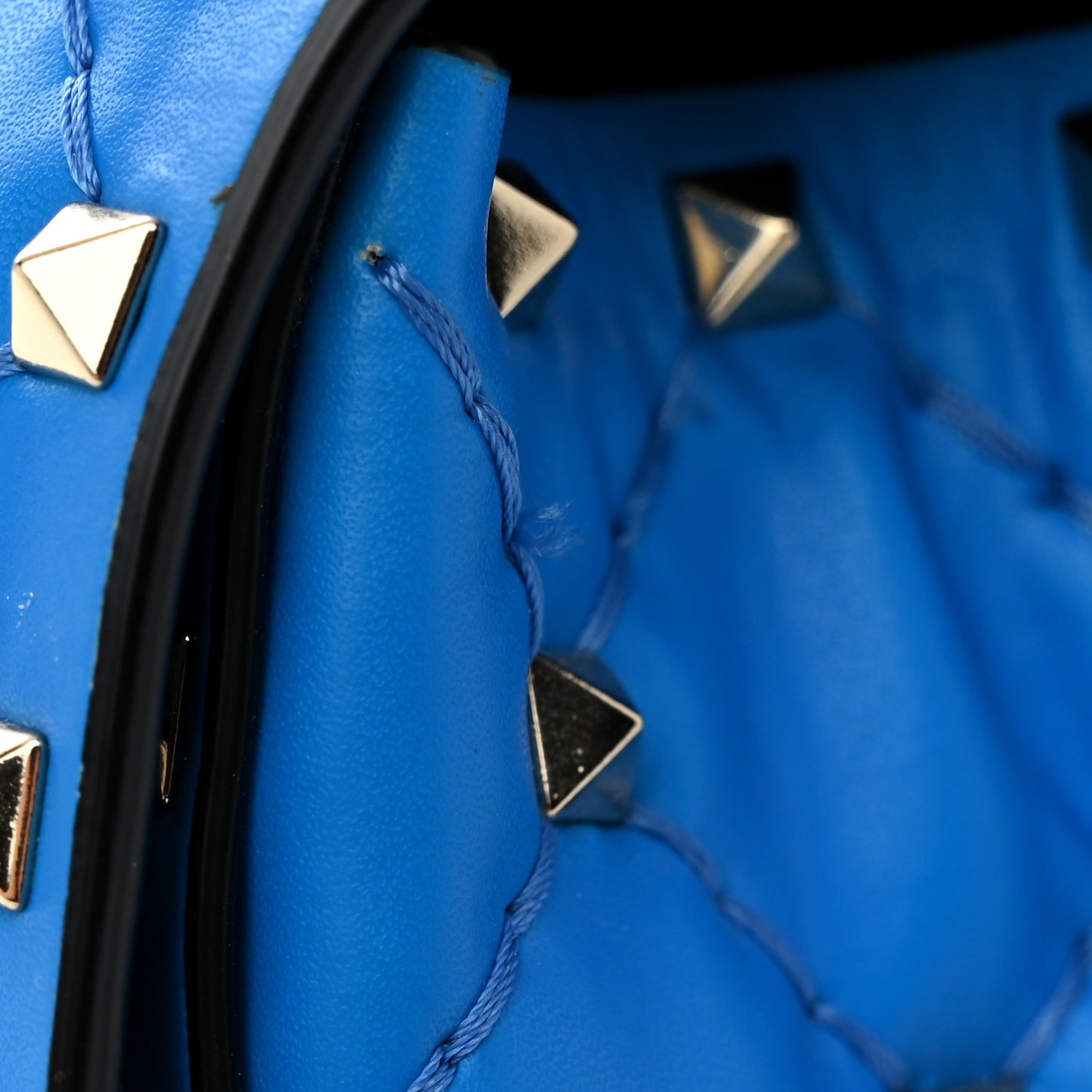 Nappa Medium Rockstud Spike Shoulder Bag Acid Blue