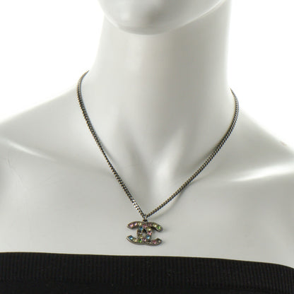 Chanel Crystal Large CC Necklace Silver Multicolor 2 of 5