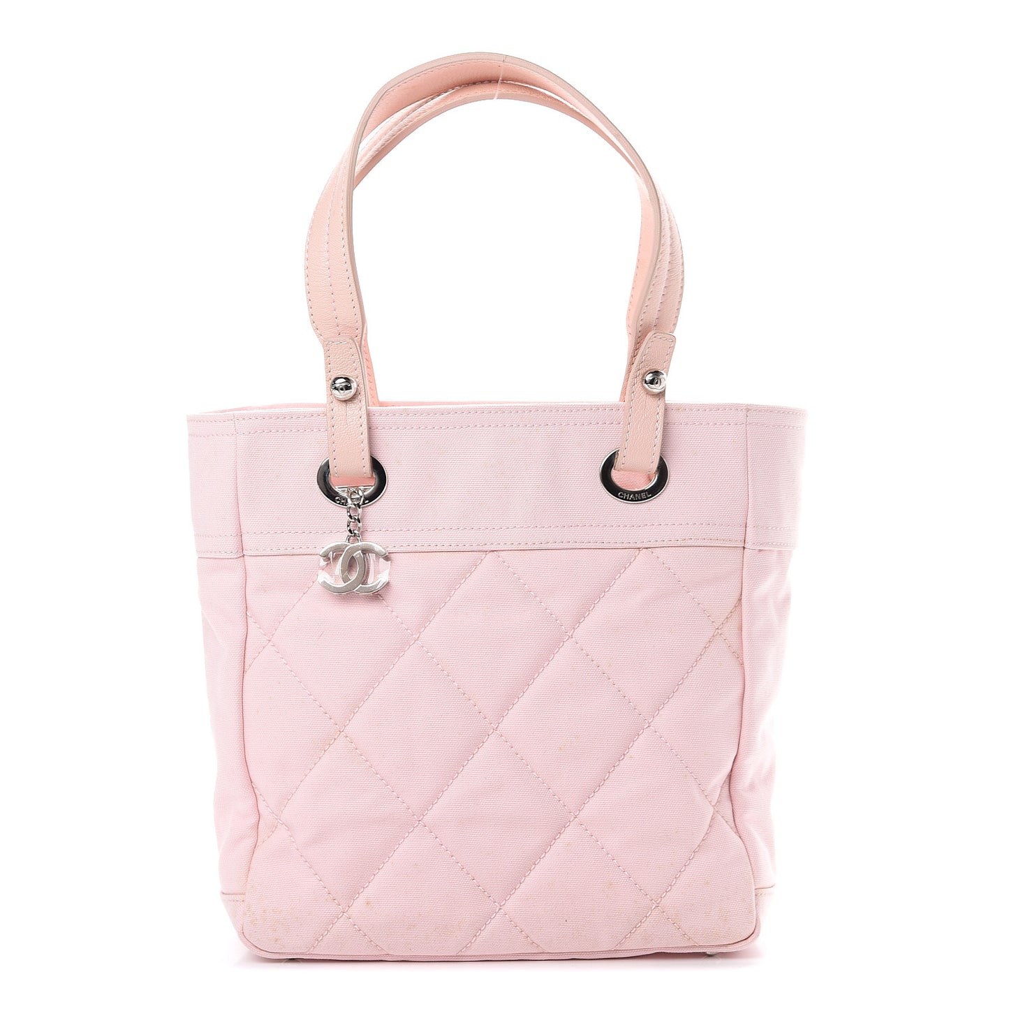 Coated Canvas Quilted Small Paris Biarritz Tote Light Pink