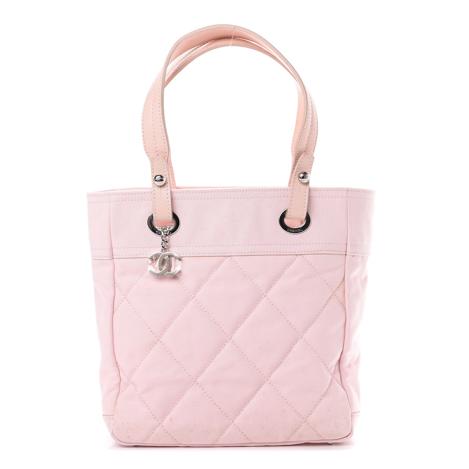 Chanel Coated Canvas Quilted Small Paris Biarritz Tote Light Pink 1 of 16