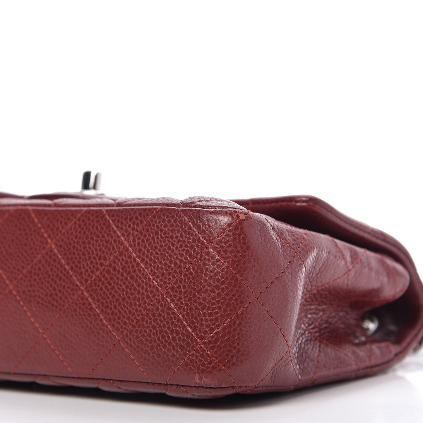 Caviar Quilted Mini Rectangular Flap Dark Red