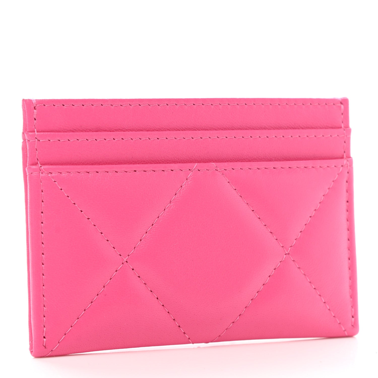 Chanel Lambskin Quilted Chanel 19 Card Holder Dark Pink 2 of 7