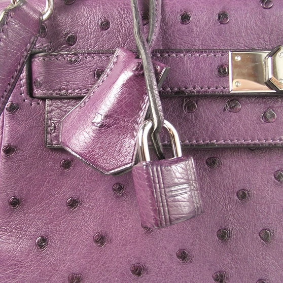 Ostrich Kelly 28 Handbag Violet
