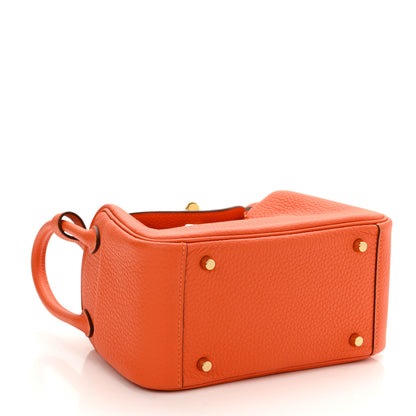 Hermes Taurillon Clemence Mini Lindy 20 Feu 4 of 10