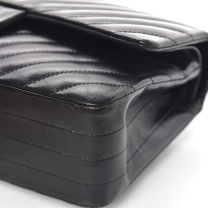 Chanel Lambskin Chevron Quilted Medium Double Flap So Black 14 of 21