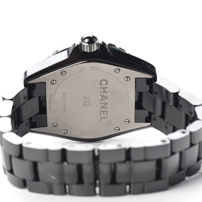 Chanel Stainless Steel Ceramic Diamond 38mm J12 Automatic Watch Black 4 of 5
