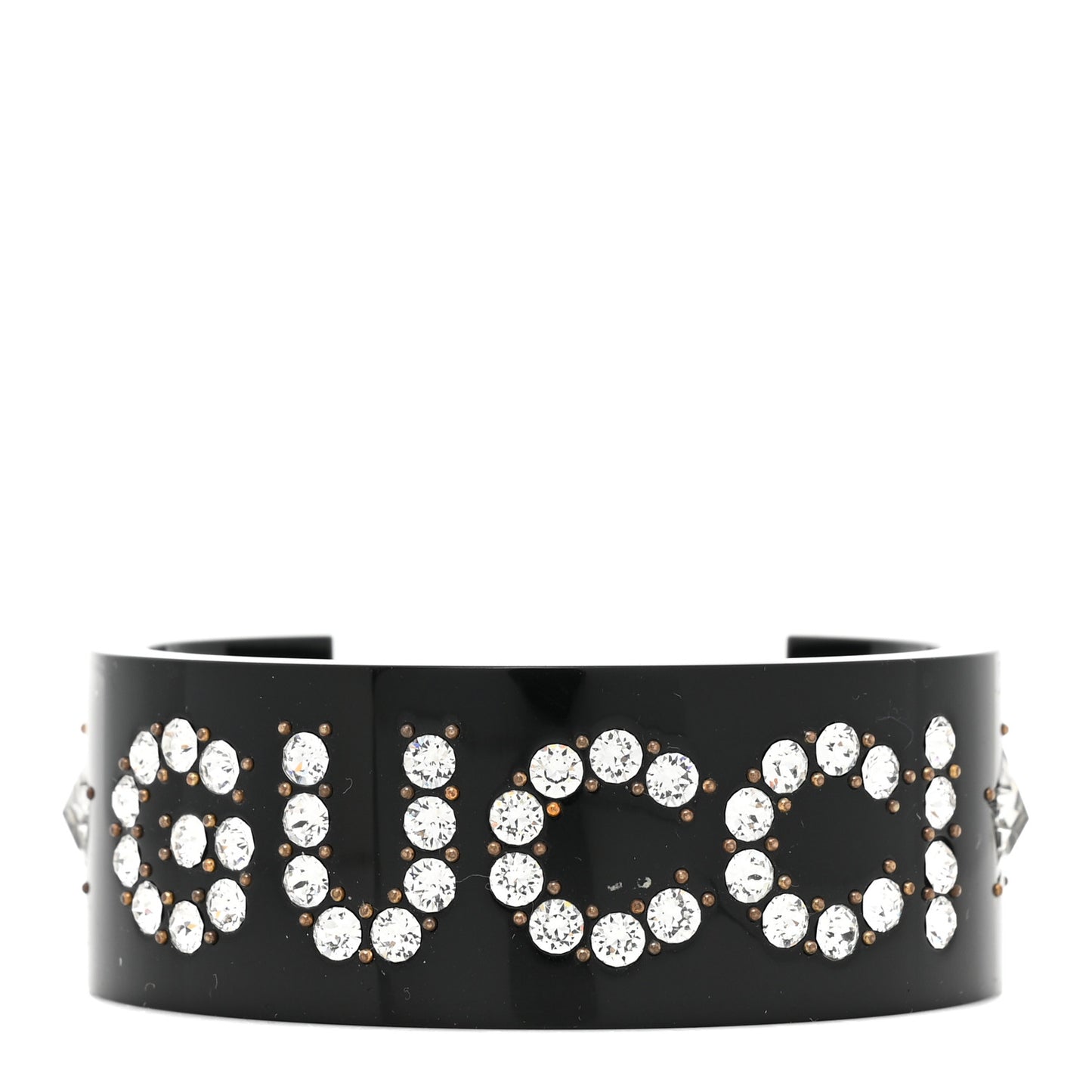 Resin Crystal Cuff Bracelet S Black