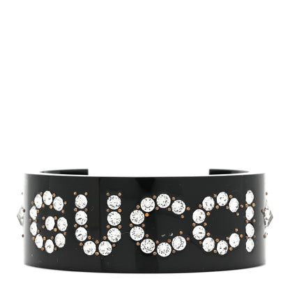 Gucci Resin Crystal Cuff Bracelet S Black 1 of 5