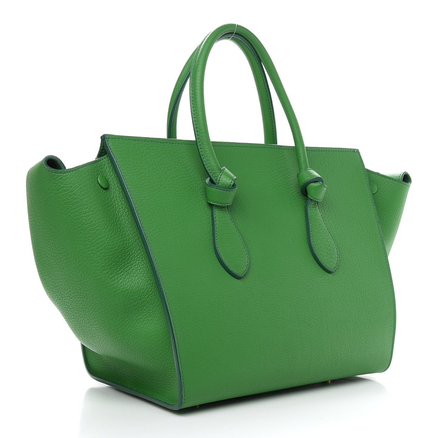 Crisped Calfskin Small Tie Knot Tote Grass Green