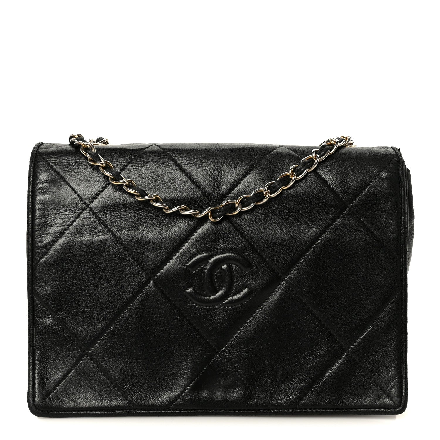 Chanel Lambskin Quilted Diamond CC Flap Black 1 of 11