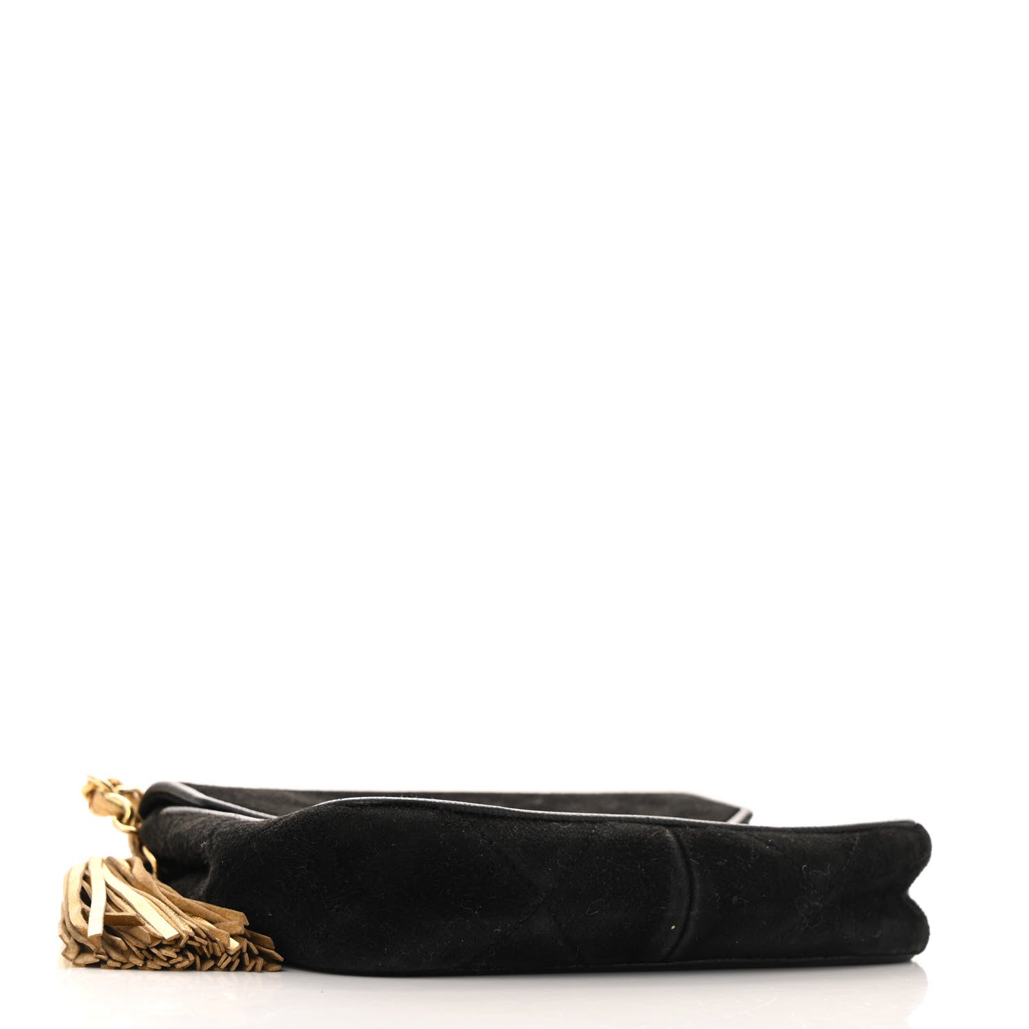Chanel Suede Quilted CC Tassel Flap Crossbody Black Gold 4 of 15