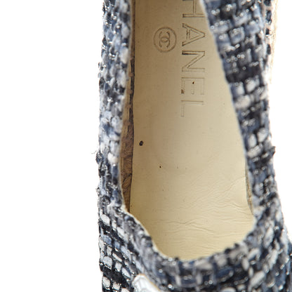 Chanel Metallic Tweed Lambskin CC Espadrilles 36 Blue Black Silver 10 of 11