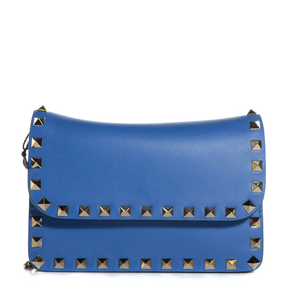 Valentino Garavani Vitello Rockstud Chain Flap Crossbody Bag Light Sapphire 1 of 7