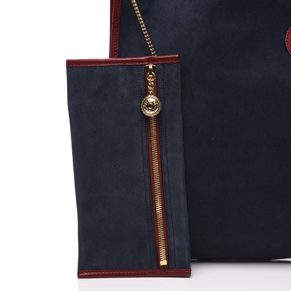 Gucci Suede Calfskin Large Rajah Chain Tote New Blue Romantic Cherry 10 of 12