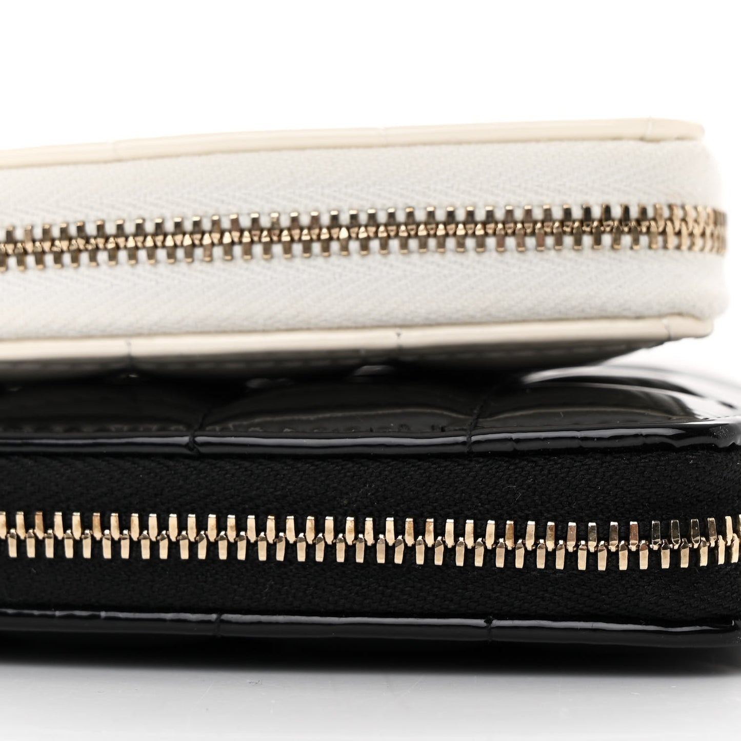Patent Calfskin Resin Quilted CC Heart Clutch With Chain Black