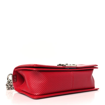 Chanel Perforated Lambskin Quilted Medium Boy Flap Dark Pink 4 of 9