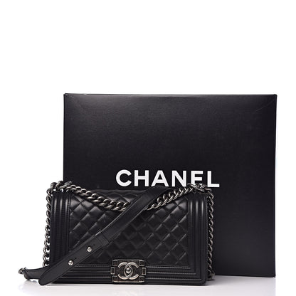 Chanel Lambskin Quilted Medium Boy Flap Black 11 of 11