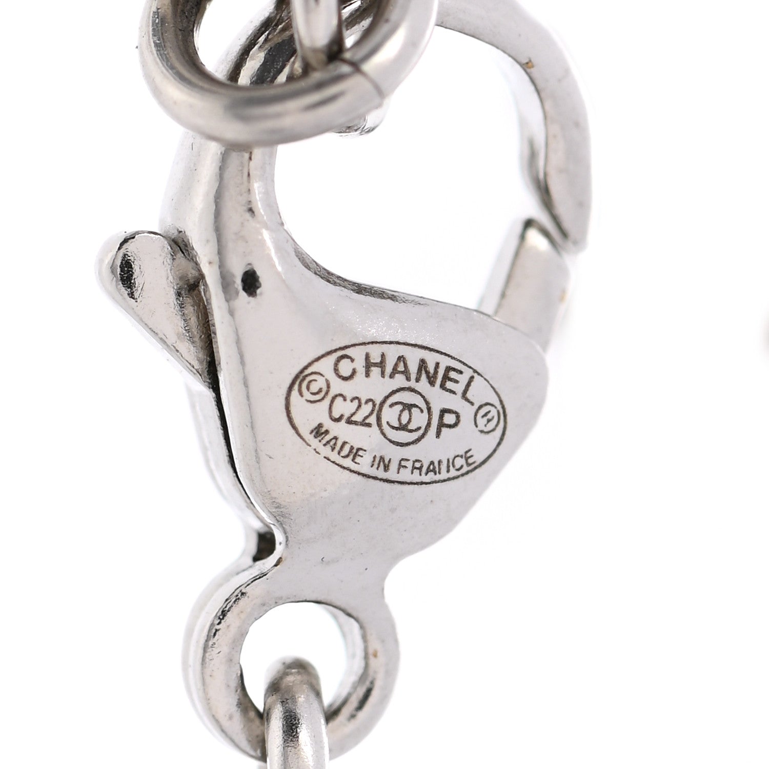 Chanel Pearl Crystal CC Bracelet Silver 4 of 5