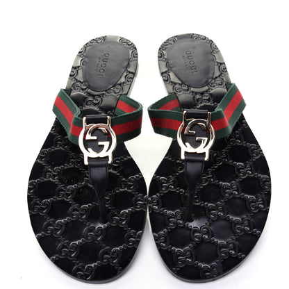 Gucci Nylon Guccissima Web Womens Thong Sandals 38.5 Green Red Black 6 of 15