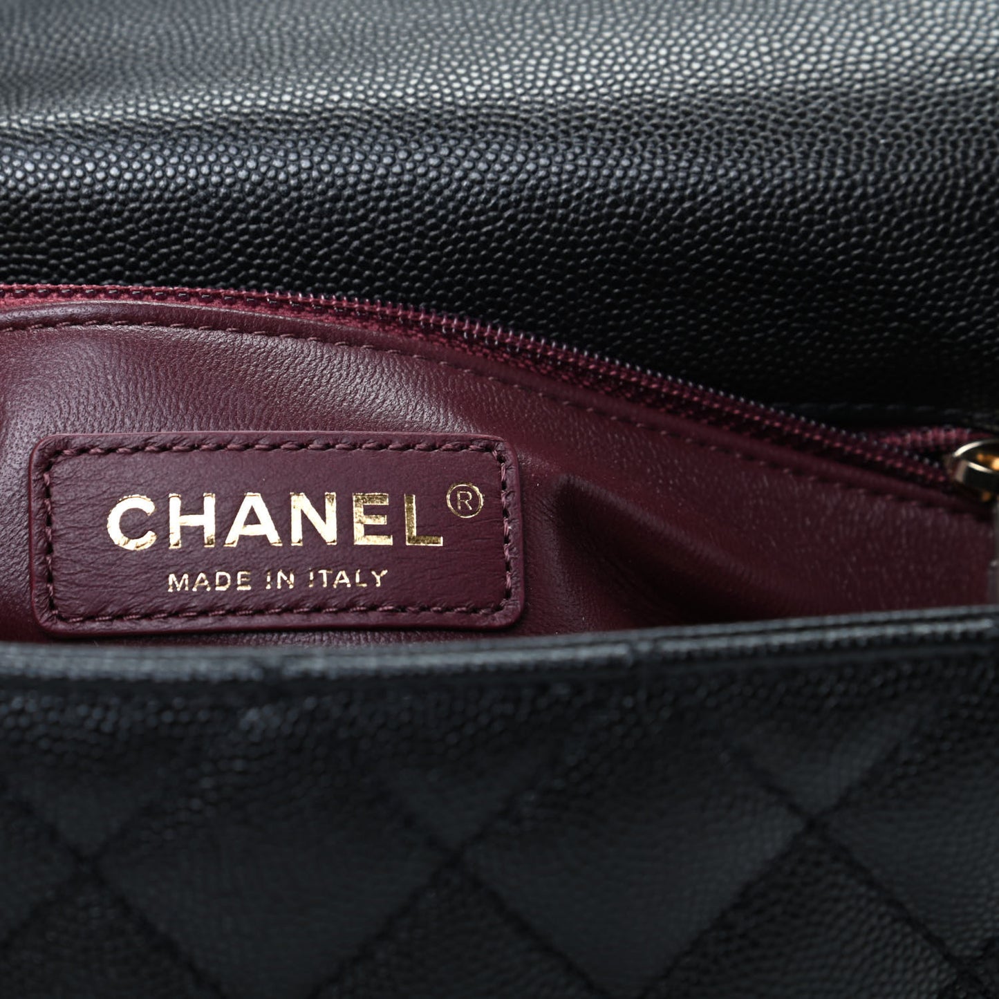Caviar Quilted Small Coco Handle Flap Black