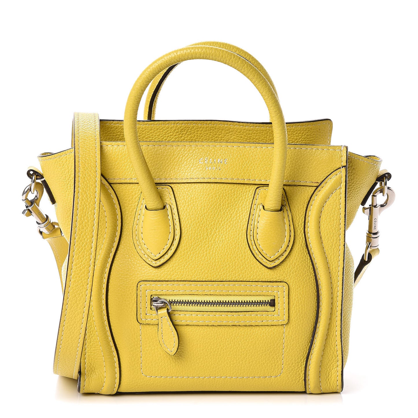 Drummed Calfskin Nano Luggage Citron