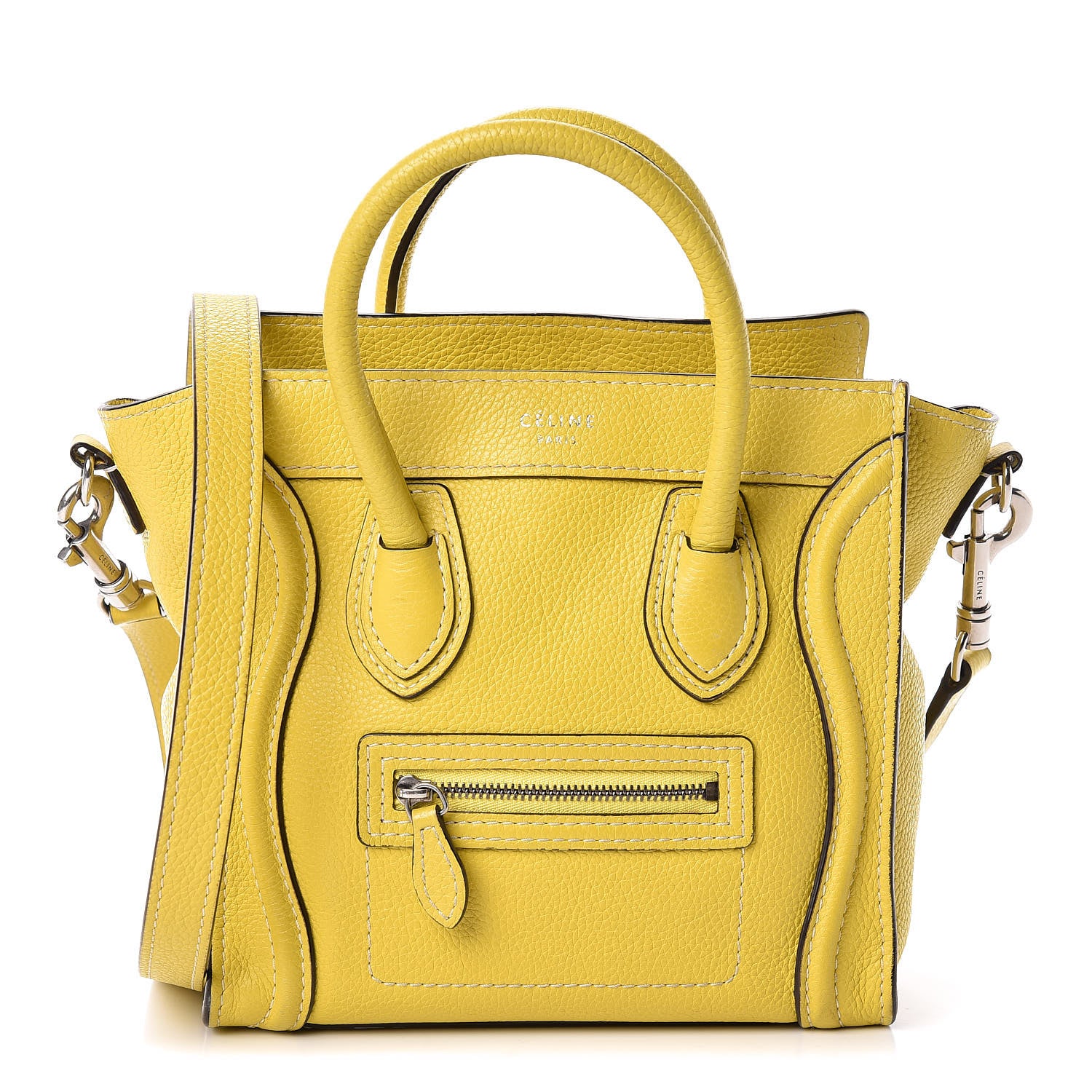 Celine Drummed Calfskin Nano Luggage Citron 1 of 16