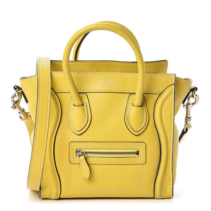 Celine Drummed Calfskin Nano Luggage Citron 1 of 16